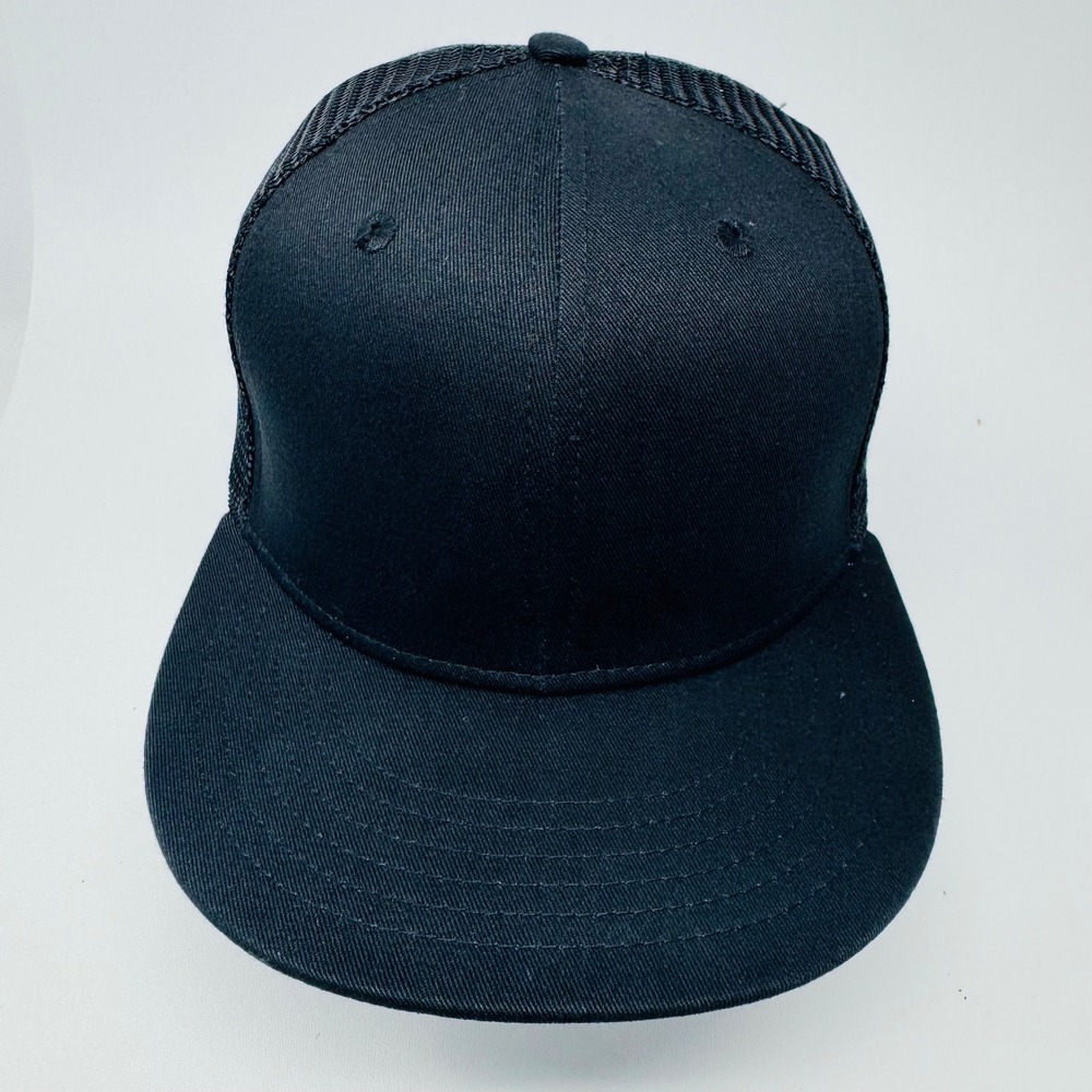 Jockey Mens Black Snapback Trucker‎ Hat Flat Brim Mesh Back One Size Adjustable
